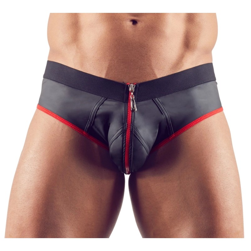 Svenjoyment - Seksowne Jockstrap Otwarte Z Tyłu I Zamkiem Na Penisa Czarno/Czerwone L